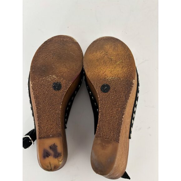 Charles David Wedges 7 Suede Studded Wood Platform Sandal Boho Chic Quiet Luxury - Picture 7 of 12